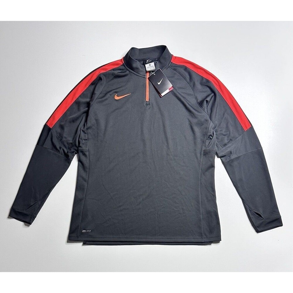 Nike Men's Black Red Dri-FIT Long Sleeve Quarter Zip Top